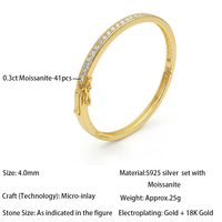Bracelet minimaliste en moissanite à une rangée, en argent S925 plaqué or 18 carats, fin et délicat, pour femme, idéal pour le bureau, les rendez-vous, ou comme cadeau d'anniversaire