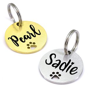 Etiquetas de Identificación para Mascotas de Acero Inoxidable Qingqian, Forma de Hueso, Grabadas con Nombre, Personalizadas con Diseño de Huella de Pata para Perros y Gatos - Product Image 4