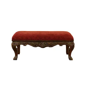 Luxury Traditional Craft Carving Bedroom Antique Wooden Bench