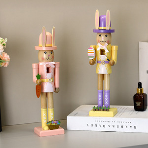 Mystic Arts <b>Easter</b> Nutcracker <b>Ornament</b> Wooden Rabbit Figurine Decorative Gift European Style Craft 7302B - Product Image 1