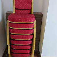 Vente directe d'usine, chaise en métal rétro pour restaurant extérieur, mariage, banquet, salle de réunion, avec coussin, empilable, chaise d'hôtel