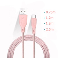 Câble de téléphone portable USB tressé WITNUT 0,25 m 2A Type-C, chargeur rapide, câble Type-C pour Android en stock