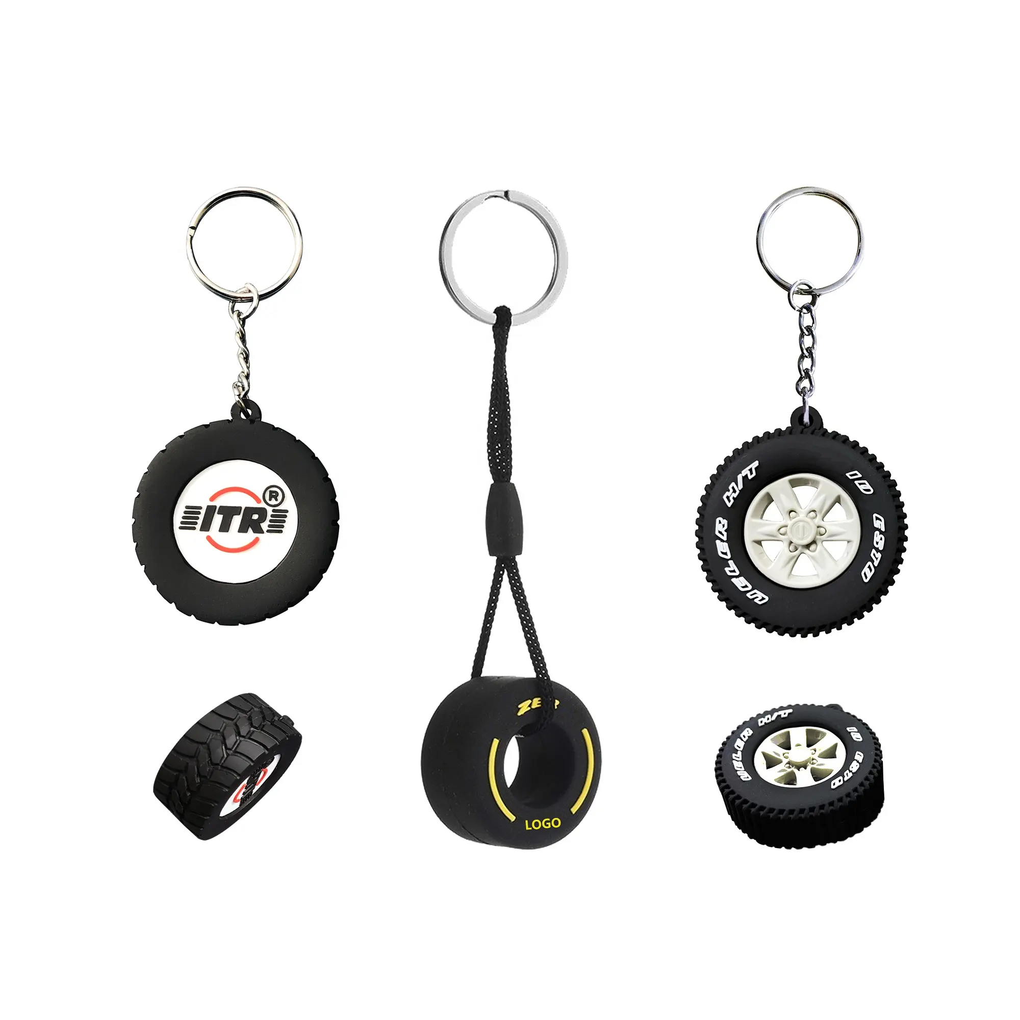 Innovative custom logo silicone tire keyring rubber tyre shape key chain car wheel tire keychain for promotional