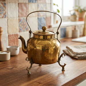 Tetera de Latón Vintage con Tapa y Asa Metálica, Olla para Agua, Utensilios de Cocina Decorativos - Product Image 4