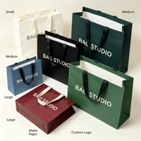 Sacs shopping en papier imprimé brillant de luxe, 3 tailles, avec poignée en tissu épais, sacs fourre-tout de marque pour emballage cadeau, vente en gros
