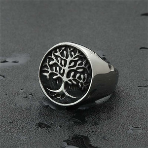 Anillo de árbol de la vida yunique para hombre, acero inoxidable, plata, estilo Punk Retro, regalo de joyería 260131 - Product Image 4