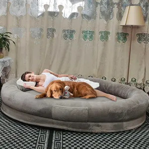 Nieuwe Grote Bonen Hondenbed Voor Mensen Nepbont Nest Luie Sofa Zachte Slaap Huisdierbedden Winter Warm Dutje Nest Bean Bag Human Hondenbed