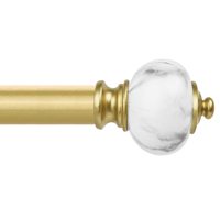 Tringle à Rideaux Longue Ajustable en Fer Doré de Luxe avec Embouts et Supports Classiques en Marbre, Tringle Métallique Robuste et Écologique