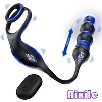 Stoßender Anal-Vibrator Prostata-Massagegerät Vibrierender Penisring Analkugeln Männliche Vibratoren Erwachsenen-Spielzeug für Männer Paar-Vergnügen