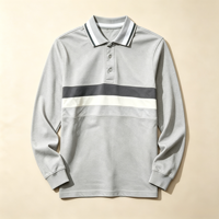 Polo rayé à manches longues en coton et élasthanne pour garçons, personnalisable OEM/ODM, élégant, pour l'uniforme scolaire et le quotidien