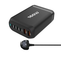 Station de charge USB-C universelle multi-ports 160 W, charge rapide pour téléphone, adaptateur secteur 6 ports type C
