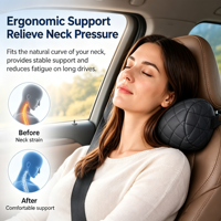 Coussin de soutien pour la nuque universel pour voiture, appui-tête en cuir PU, repose-nuque pour siège auto, sangle réglable, coussin de voyage ergonomique