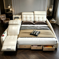 Lit intelligent multifonctionnel de luxe avec massage pour chambre à coucher moderne de luxe de taille King Size