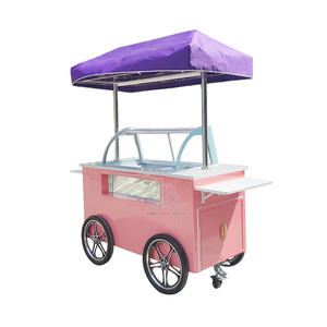 <b>Push</b> Ice Cream Truck Street Kiosk Mobile Food Cart With Led <b>Lights</b> Outdoor Design Ice Cream Vending Cart - Product Image 1