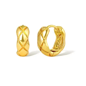 2023 China Manufacturer Supplier Wholesale Brass Copper 18K Gold Plated Fashion Ladies Hoop Earrings