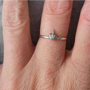 Duoying-anillo con garabatos para dedo medio, anillo de cóctel apilable, Stickman, Matchstick, garabatos, divertido - Product Image 3