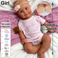 Adorable poupée Reborn en silicone pur de 50 cm, peau naturelle, cheveux peints à la main, peau 3D pour collectionneurs de diverses provenances et amateurs d'art culturel