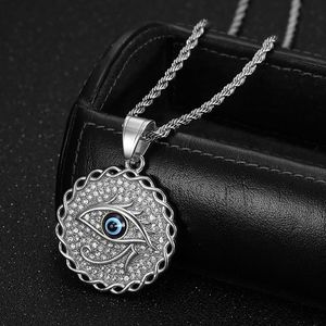 Collar con Colgante Ojo de Horus y Diamantes de Imitación Azules de Acero Inoxidable, Joyería de Moda Unisex, Regalo - Product Image 3