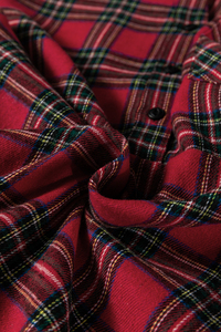 Caro-amante all'ingrosso di natale camicia a quadri rossa colletto mezzo bottone <span class=keywords><strong>con</strong></span> orlo a <span class=keywords><strong>manica</strong></span> lunga Mini abito - Product Image 5