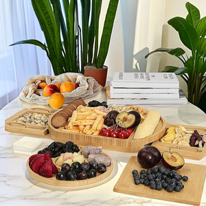 Tabla de Charcutería con Tapa, Juego de Tabla de Quesos de Bambú Grande con Utensilios y Cajones, Tabla de Quesos de Bambú para Cortar Alimentos para Regalo de Inauguración - Product Image 6