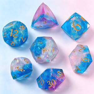 Juego <span class=keywords><strong>de</strong></span> Dados DND <span class=keywords><strong>de</strong></span> 7 Piezas, Aurora Nebula, Corte Facetado, Hechos a Mano, con Brillo, <span class=keywords><strong>Papel</strong></span> <span class=keywords><strong>de</strong></span> Caramelo y Resina - Product Image 3