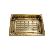 Plateau à sushi rectangulaire en plastique doré JY-1103 pour contenants alimentaires avec couvercle transparent