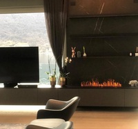 2025 soporte de TV de lujo con chimenea 75 pulgadas vapor eléctrico LED llama chimenea control remoto decoración de la casa humidificador interior