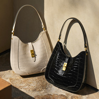 Sac à bandoulière en cuir véritable à motif crocodile, grande capacité, style urbain simple, pour un usage quotidien