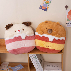HY Adorable Manta de <span class=keywords><strong>Aire</strong></span> Acondicionado 2 en 1 de Felpa Súper Suave con Diseño de Capibara, Panda, Cachorro y Pingüino, Muñeco de Peluche, Almohada para Siesta y Abrazo, Juguete de Malla de Algodón PP - Product Image 1
