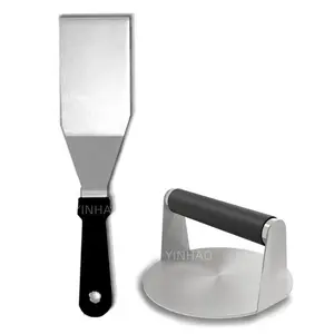 Smash Burger Kit pressa per hamburger Set con manico Anti-scottatura in acciaio inox Smasher hamburger con spatola per griglia