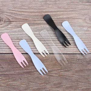 Forniture per feste frutta portatile usa e getta gelato nero rosa Beige blu forcella a forma di onda forcella piccola - Product Image 4