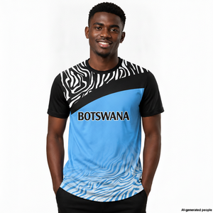 <span class=keywords><strong>T</strong></span>-shirt Personalizzata all'Ingrosso con Motivo Zebrato del Botswana, Maglietta da Uomo con Collo Tondo Personalizzabile - Product Image 3