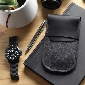 Personalized Leather Watch Case Sleeve Single Watch Storage Pouch Holder Gift Felt Bag For Smart Watch