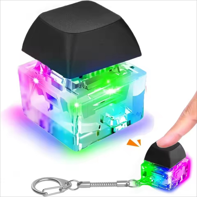 LED Keyboard Fidget Toys Keychain Keyboard Fidget Decoration DecompressionToys Finger Button Clicker Stress Relief Gifts