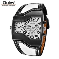 Oulm – montres de luxe pour hommes, Quartz Unique, multi-fuseau horaire, bracelet en cuir pour hommes, 1220