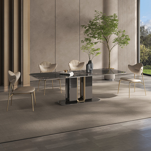 Microlite haut <span class=keywords><strong>de</strong></span> gamme Style italien rectangulaire Table à manger lumière luxe pierre roche plaque Simple Design moderne pour les petits - Product Image 5