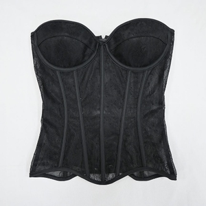 Élégant haut corset structuré sans bretelles en dentelle et maille, style bustier, pour séance photo de mariage, tenue de soirée formelle - Product Image 4