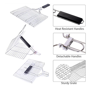 Faltbarer Camping-Drahtgrillrost aus Edelstahl, BBQ-Korb zum Grillen von Gemüse und Fisch, ideal für Outdoor-Grills und Smoker - Product Image 5