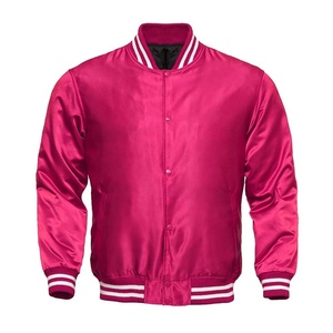 Veste bomber pour femme en satin épais violet pour l'automne, manches raglan longues, matelassée, imperméable, réversible, boutonnée, avec poches - Product Image 1