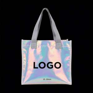 Sac fourre-tout personnalisé avec logo, réutilisable, écologique, recyclable, holographique, iridescent, métallique, laminé, non tissé, pailleté pour supermarché - Product Image 3