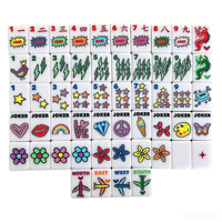 Fichas de Mahjong Americanas de Lujo Coloridas y Modernas con Motivos de Estrellas Arcoíris y Aviones para Noches de Juego