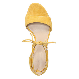 Sandali Giallo <span class=keywords><strong>Senape</strong></span> in Camoscio con Cinturini e Lacci alla Caviglia, Tacco a Spillo, Scarpe Estive da Sera per Feste, Comode e Versatili, Vendita all'Ingrosso - Product Image 4