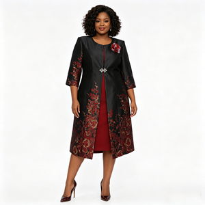 Women's Plus Size Formal Designer Two-Piece <b>Dress</b> <b>Jacket</b> Set Painted Design <b>for</b> Church <b>Wedding</b> Special Occasions-Elegant Sunday - Product Image 1