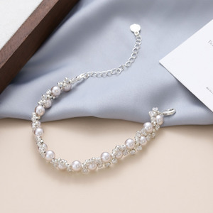 Fashion Beaded <b>Bracelet</b> Zinc Alloy Pearl Crystal Wedding Jewelry - Product Image 4