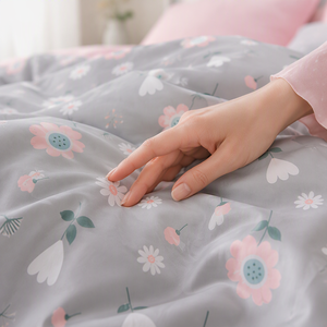 Poland Stock <b>Daisy</b> Floral Cotton <b>Bedding</b> Set Grey White Blossom Duvet Cover for B to B EU Dropshipping 3pcs - Product Image 4