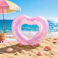 Bouée de natation gonflable portable et durable en PVC, motif cœur, pour le plaisir aquatique (vente en gros)
