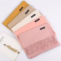 Écharpe Pashmina de Luxe pour Femmes, Couleur Unie, OEM 70*190, Hiver, avec Pompon