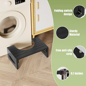 JQ Tabouret de toilette personnalisé antidérapant en bambou Tabouret pliable Repose-pieds pour adultes Salle de bain - Product Image 5