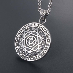 Collar Redondo de Acero de Titanio con Colgante de Estrella Retro Europeo Americano, Hexagrama de Moda para Hombre SP627 - Product Image 2