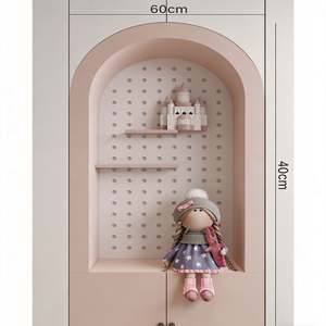 Armario de Dormitorio Moderno Personalizado BALOM para Niña con Vitrina de Vidrio Arqueado y Paneles Decorativos Redondos - Product Image 3